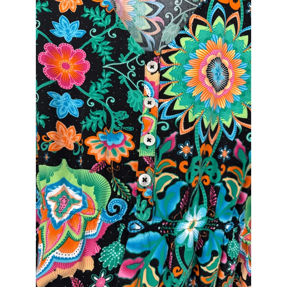 Ulla Popken Tunic Top Women 24/26 Colorful Floral Boho Empire Waist Artsy Summer - Picture 6 of 8